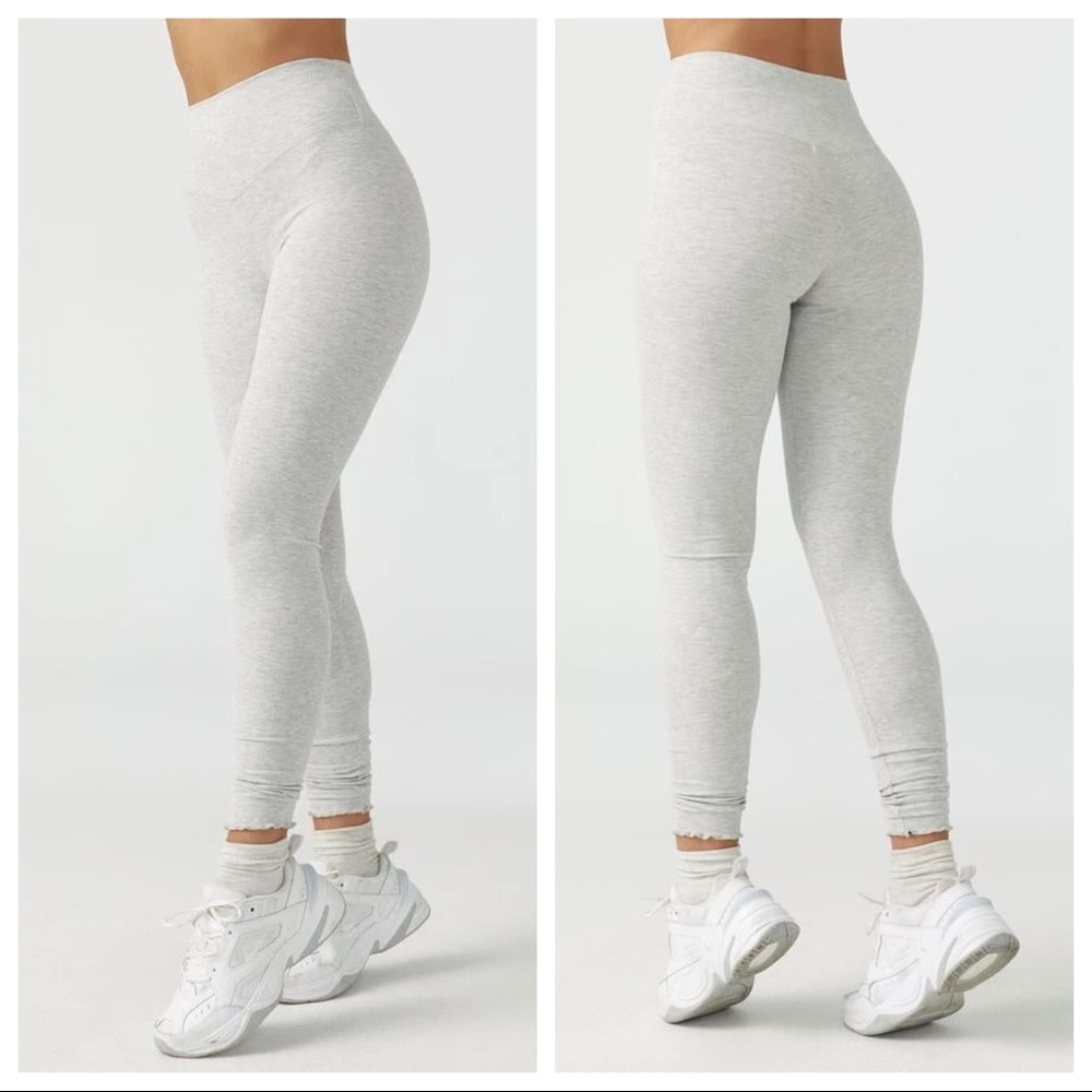 joah brown - scallop ankle legging scrunch bottom flexrib ribbed soft stretch